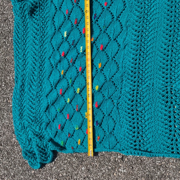 Handmade Knit Yarn Throw Blanket Afghan - Picture 5 of 8